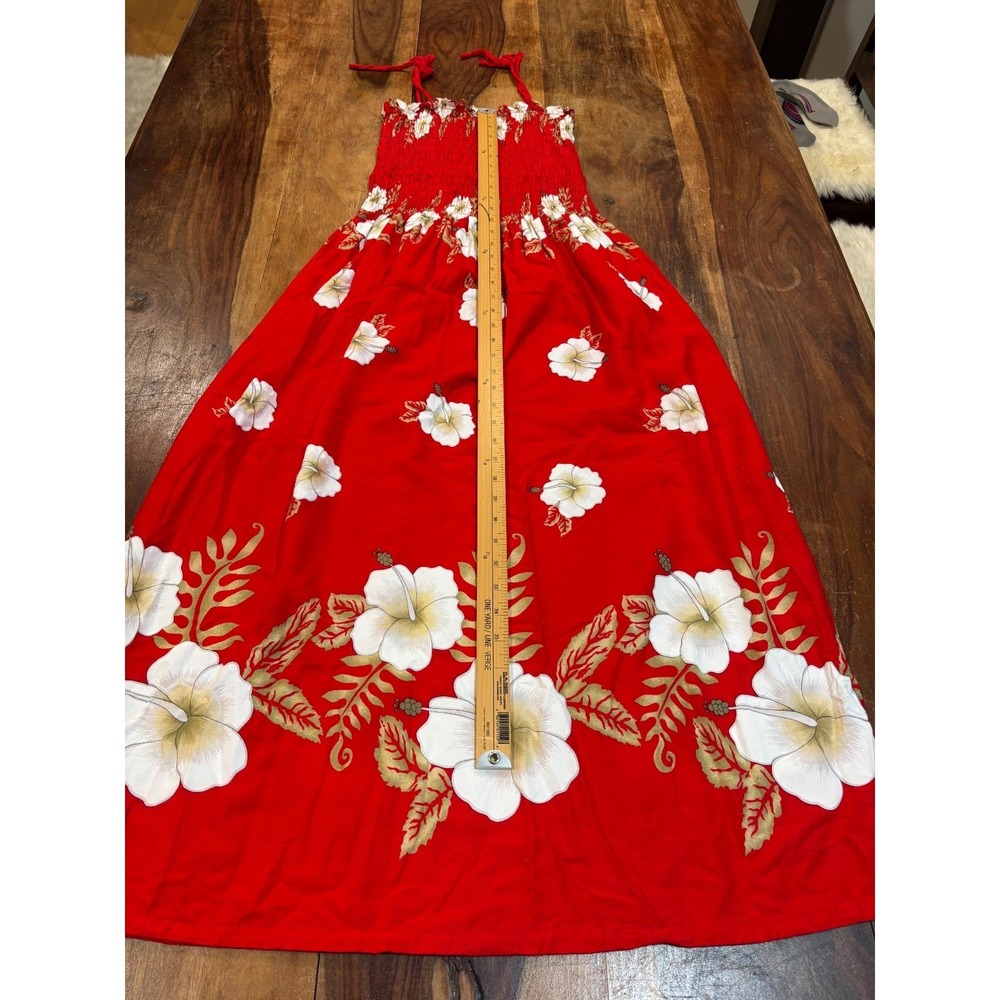 Vintage Y2K Hibiscus Collection Hawaii red dress white flowers sundress one sz - Picture 4 of 10